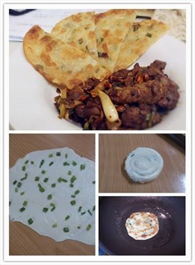 孜然粉蔥爆羊肉配香脆蔥油餅